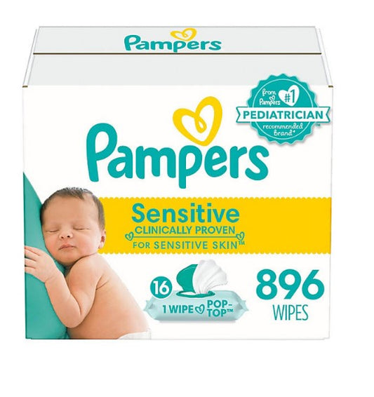 Pampers Sensitive Baby Wipes, Perfume Free Pop-Top Packs (16 pk., 896 ct.)