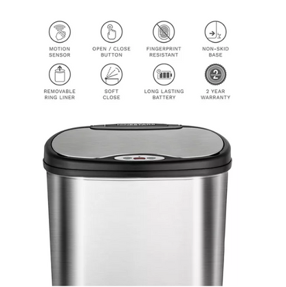 Nine Stars Combo Sensor Trash Can, Stainless Steel (13.2 gal / 3.2 gal)