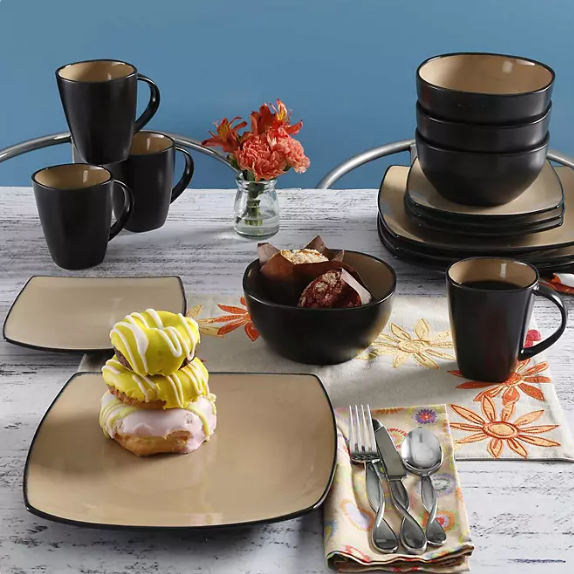 Gibson Home Soho Lounge 16-Piece Reactive Glaze Dinnerware Set (Assorted Colors)