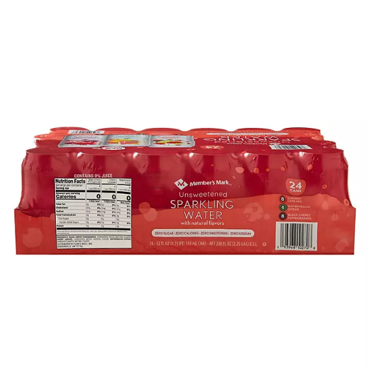 Member's Mark Unsweetened Sparkling Water Variety Pack (12 fl. oz. 24 pk.)