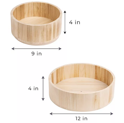 Smart Design Set of 2 Paulownia Wood Turntable Organizers 9" & 12"