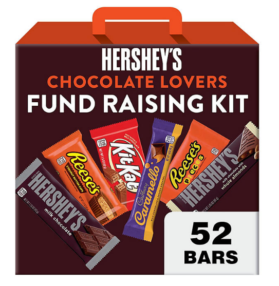 Hershey's Assorted Chocolate and Peanut Butter Flavors Full Size, Individually Wrapped Candy Bulk Fundraising Kit (79 oz., 52 ct.)