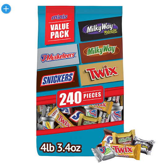 Snickers, Twix & More Bulk Chocolate Candy Variety Pack (240 pcs., 74.1 oz.)