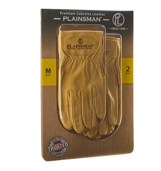 Plainsman Tan Leather Gloves - 2 Pairs