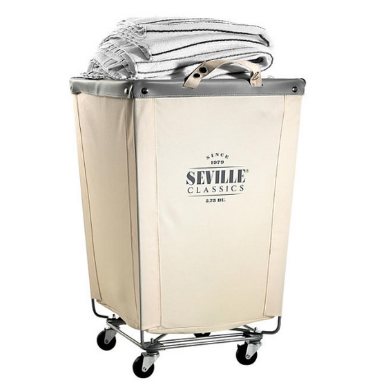 Seville Classics Commercial Heavy-Duty Canvas Laundry Hamper with Wheels