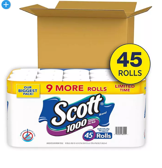 Scott 1000 Limited Edition Bath Tissue (1,000 sheets/roll, 45 toilet paper rolls)