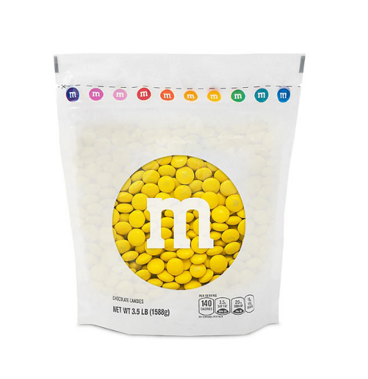 M&M’S Milk Chocolate Yellow Bulk Candy in Resealable Pack (3.5 lbs.)