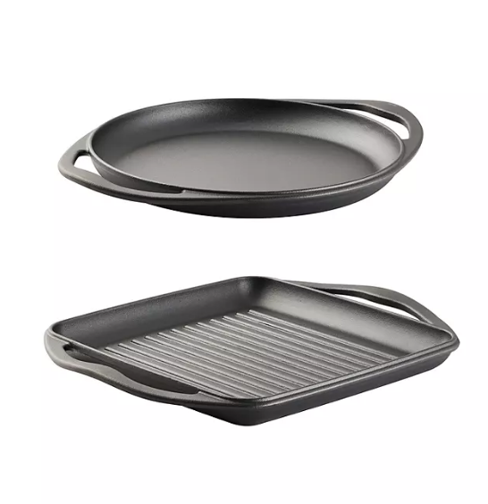 Tramontina Pre-Seasoned Cast Iron Grill and Griddle Set, 2 Pack