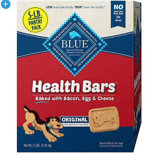 BLUE Buffalo Health Bars Crunchy Dog Treat Biscuits, Bacon, Egg & Cheese (80 oz.)