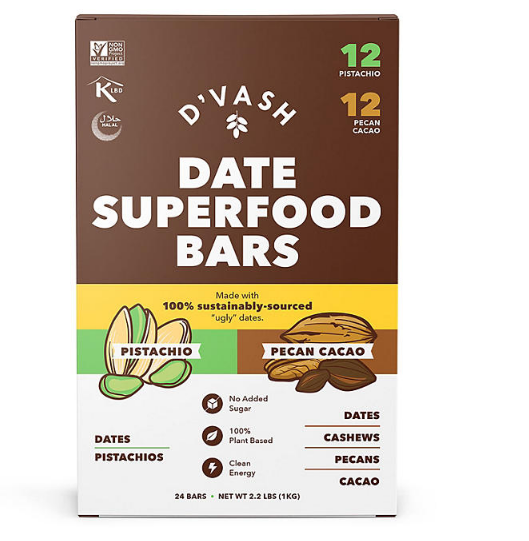 D'Vash Organics Superfood Energy Bars, Variety Pack (24 ct.)