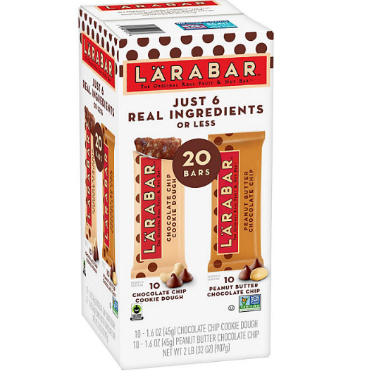 Larabar Chocolate Chip Cookie Dough & Peanut Butter Variety (20 pk.)