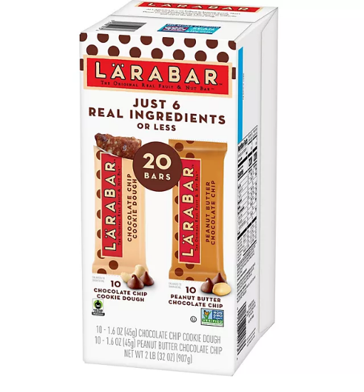 Larabar Chocolate Chip Cookie Dough & Peanut Butter Variety (20 pk.)