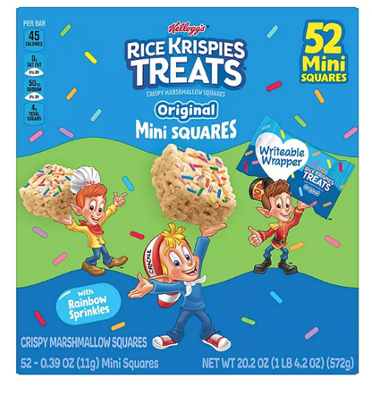 Kellogg's Rice Krispies Treats Mini Squares, Original with Rainbow Sprinkles (52 ct.)