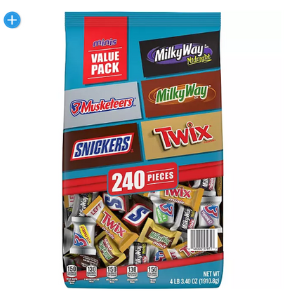 Snickers, Twix & More Bulk Chocolate Candy Variety Pack (240 pcs., 74.1 oz.)