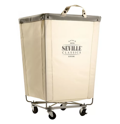 Seville Classics Commercial Heavy-Duty Canvas Laundry Hamper with Wheels