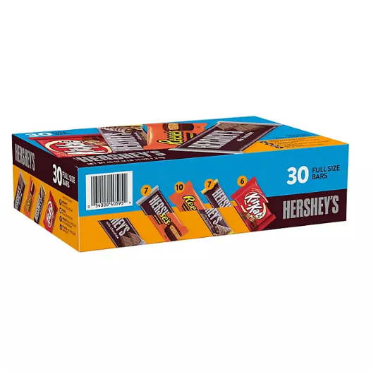 Hershey's, Kit Kat and Reese's Assorted Milk Chocolate Full Size, Fundraise, Individually Wrapped Candy Bars Bulk Variety Pack (45 oz., 30 ct.)