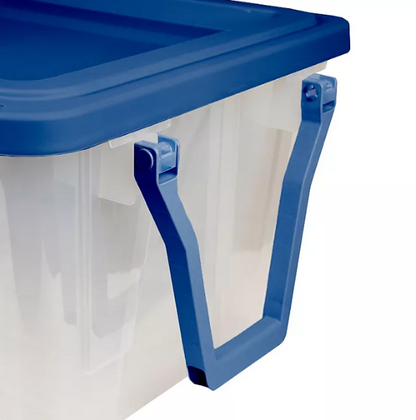 Tough Box 160 Quart Heavy-Duty Storage Tote, Clear Base/Blue Lid