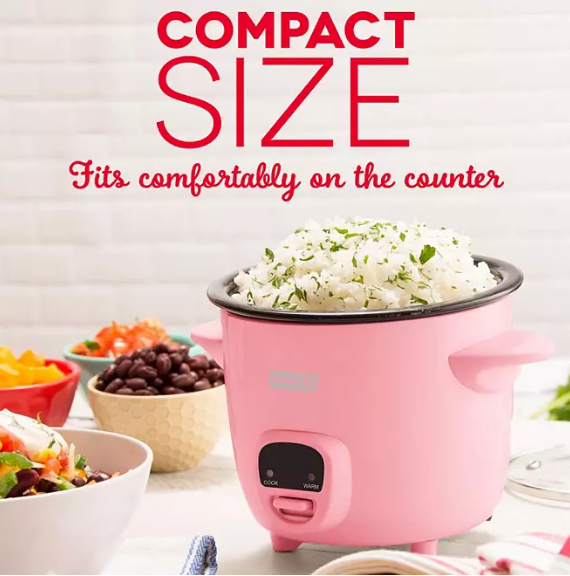 Dash Mini 2-Cup Rice Cooker with Keep Warm Function (Assorted Colors)