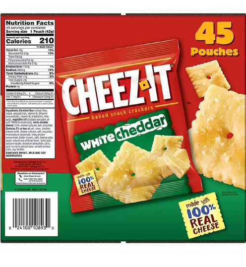 Cheez-It White Cheddar Snack Packs (1.5 oz., 45 pk.)