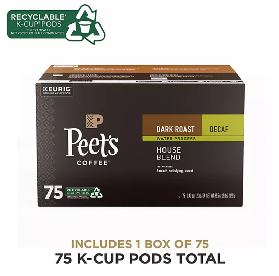 Peet's Decaf House Blend 75 ct K-cups