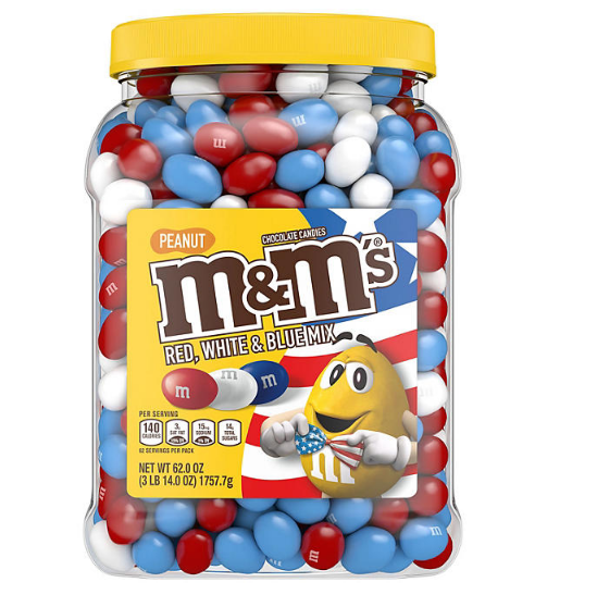 M&M's Peanut Red, White and Blue Milk Chocolate Bulk Candy Jar (62 oz.)