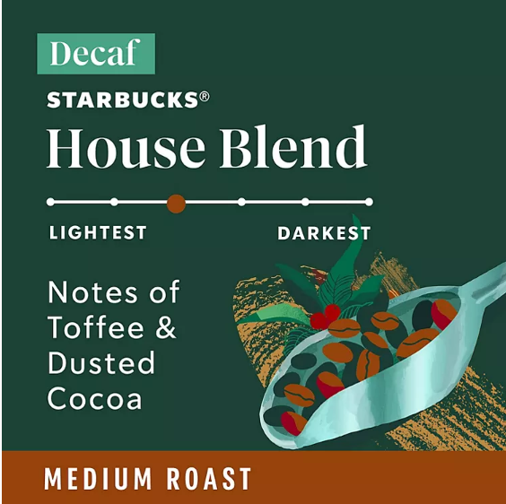 Starbucks Decaf Medium Roast K-Cups, House Blend (72 ct.)