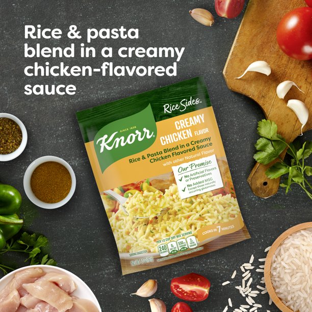 Knorr Rice Sides Creamy Chicken Long Grain Rice and Vermicelli Pasta Blend No Artificial Flavors, No Preservatives, No Added MSG 5.7 oz