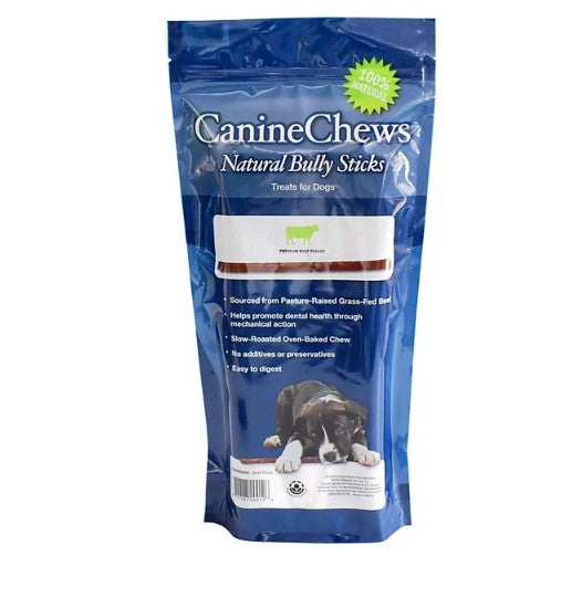 Canine Chews Natural 12" Bully Sticks Dog Treats, Beef Flavor (12 Sticks)