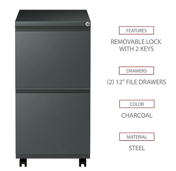 Alera 2-Drawer Metal Pedestal File, Select Color