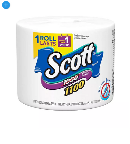 Scott 1100 1-Ply Toilet Paper (1100 sheets/roll, 36 rolls)