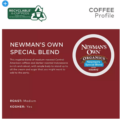 Newman's Own Organics Coffee K-Cup Pods, Special Blend (100 ct.)