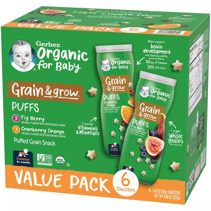 Gerber Organic Puffs, Variety Pack (1.48 oz., 6 pk.)