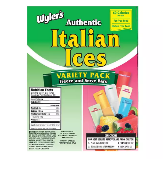 Wyler's Authentic Italian Ices (2 oz., 96 pk.)