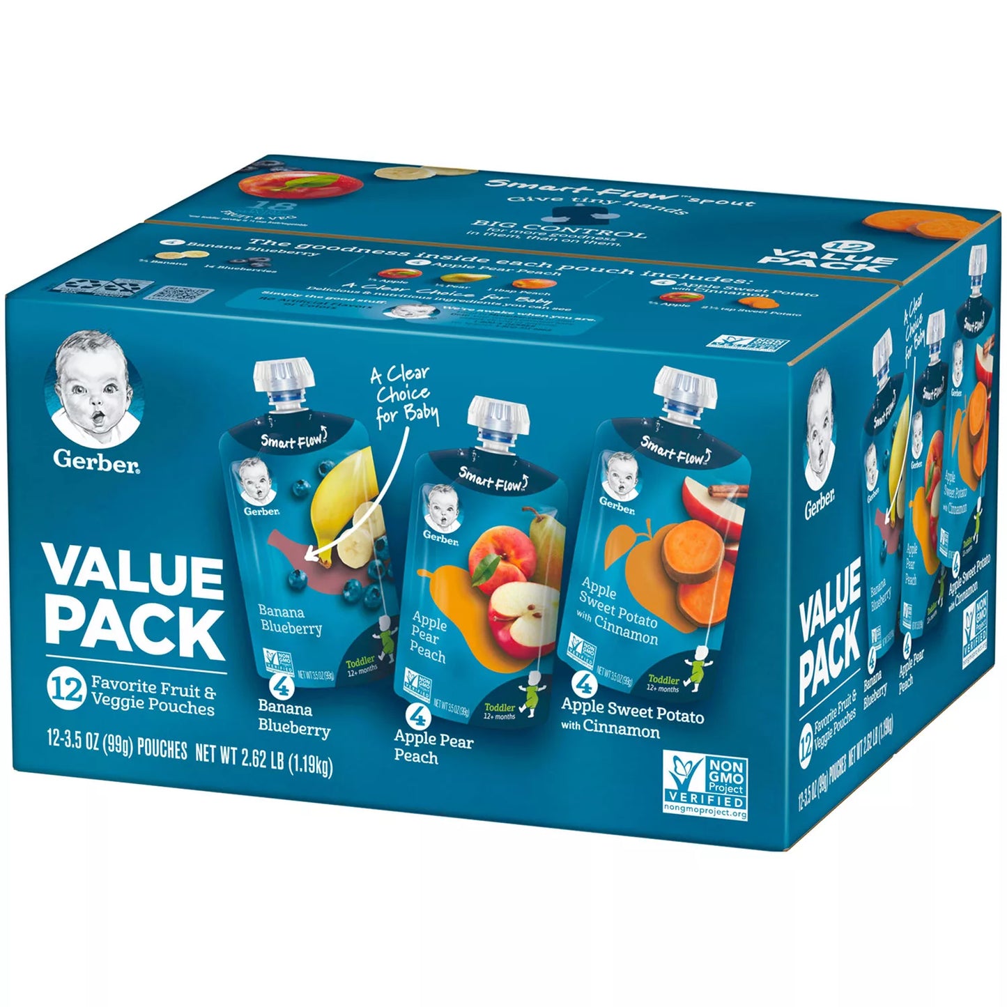 Gerber Toddler Pouch Variety Pack (3.5 oz., 12 ct.)