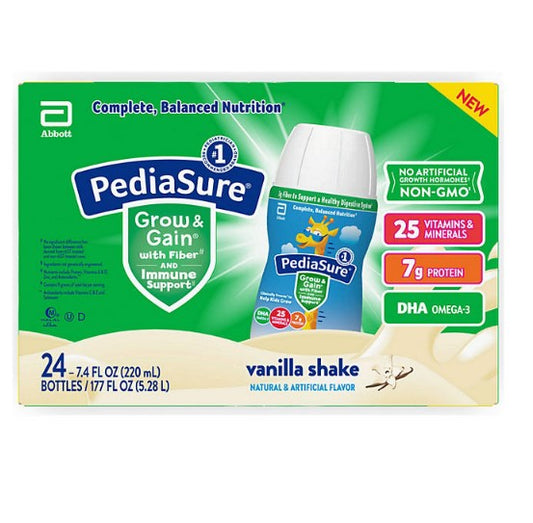 PediaSure Nutritional Grow & Gain Shake with Fiber and Immune Support, Vanilla (7.4 fl. oz., 24 pk.)