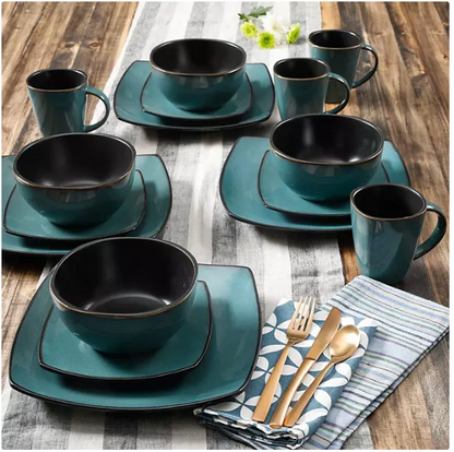 Gibson Home Soho Lounge 16-Piece Reactive Glaze Dinnerware Set (Assorted Colors)