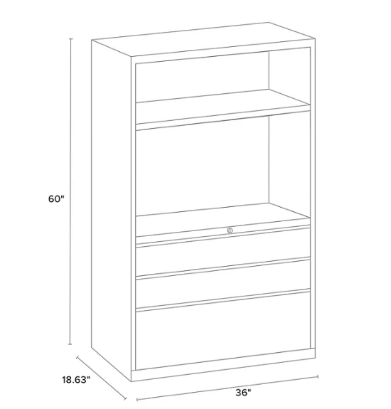 Hirsh 36" Wide 2 Drawer Lateral Combo File Cabinet, Black