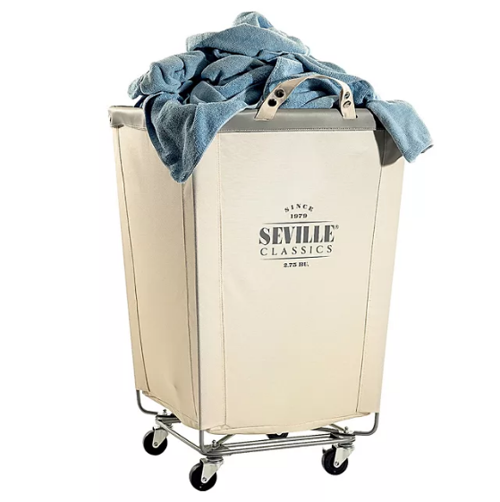 Seville Classics Commercial Heavy-Duty Canvas Laundry Hamper with Wheels