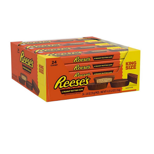 REESE'S Milk Chocolate Peanut Butter Cups Candy, Bulk, Gluten Free, King Size Packs (2.8 oz., 24 ct.)