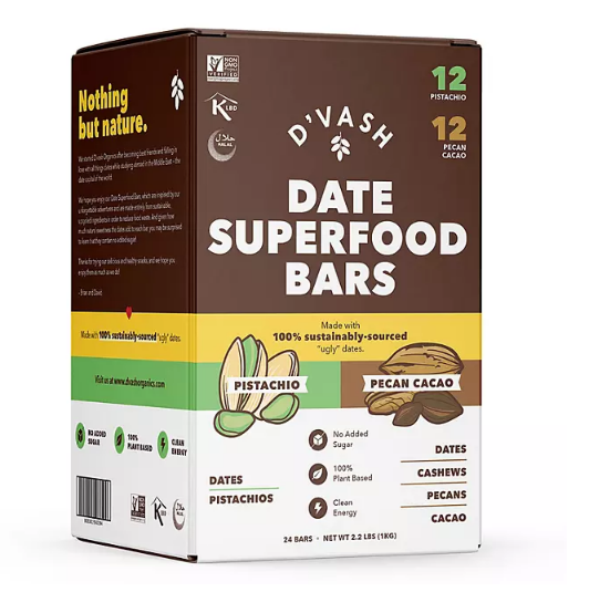 D'Vash Organics Superfood Energy Bars, Variety Pack (24 ct.)