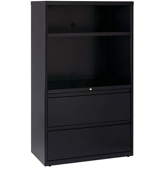 Hirsh 36" Wide 2 Drawer Lateral Combo File Cabinet, Black