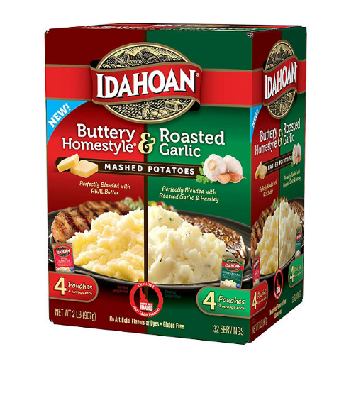 Idahoan Instant Mashed Potatoes, Buttery Homestyle and Roasted Garlic (8 pk.)