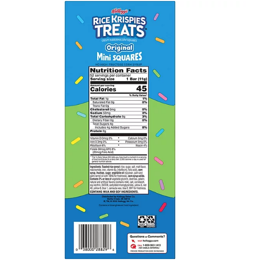 Kellogg's Rice Krispies Treats Mini Squares, Original with Rainbow Sprinkles (52 ct.)