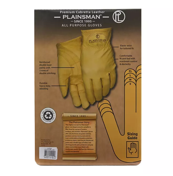 Plainsman Tan Leather Gloves - 2 Pairs