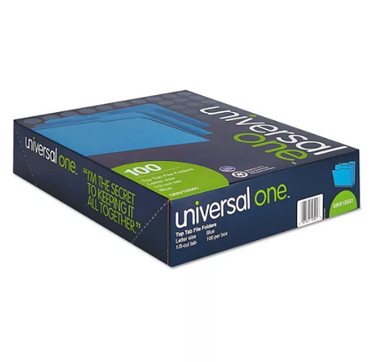 Universal File Folders, 1/3 Cut One-Ply Top Tab, Letter, 100/Box (Various Colors)