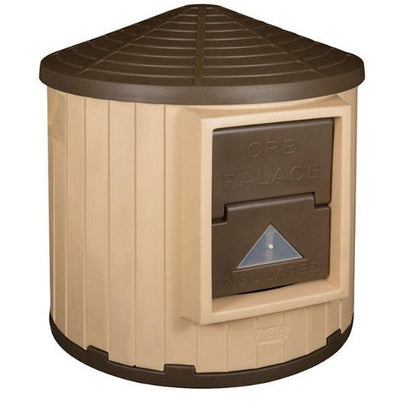 ASL Solutions Insulated Colossal Round Barn Dog House CRB Palace, Tan/Brown