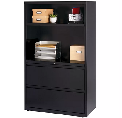 Hirsh 36" Wide 2 Drawer Lateral Combo File Cabinet, Black