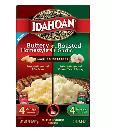 Idahoan Instant Mashed Potatoes, Buttery Homestyle and Roasted Garlic (8 pk.)