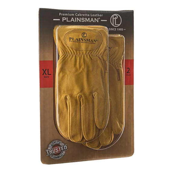 Plainsman Tan Leather Gloves - 2 Pairs