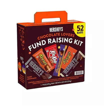 Hershey's Assorted Chocolate and Peanut Butter Flavors Full Size, Individually Wrapped Candy Bulk Fundraising Kit (79 oz., 52 ct.)